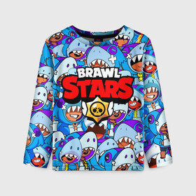 Детский лонгслив 3D с принтом BRAWL STARS LEON SHARK в городе Новоалтайск, 100% полиэстер | длинные рукава, круглый вырез горловины, полуприлегающий силуэт
 | 8 bit | brawl stars | crow | crow phoenix. | leon | leon shark | бравл старс | браво старс | ворон | игра бравл | леон | леон шарк | оборотень