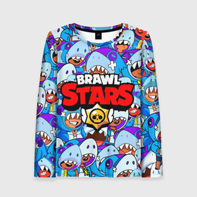 Женский лонгслив 3D с принтом BRAWL STARS LEON SHARK в городе Новоалтайск, 100% полиэстер | длинные рукава, круглый вырез горловины, полуприлегающий силуэт | 8 bit | brawl stars | crow | crow phoenix. | leon | leon shark | бравл старс | браво старс | ворон | игра бравл | леон | леон шарк | оборотень