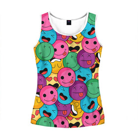 Женская майка 3D с принтом Pattern в городе Новоалтайск, 100% полиэстер | круглая горловина, прямой силуэт, длина до линии бедра | Тематика изображения на принте: color | cool | eyes | face | heart | hype | pattern | smile | tongue | глаза | круто | лицо | сердце | узор | улыбка | хайп | цвет | язык