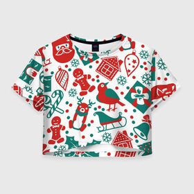 Женская футболка Crop-top 3D Дух Рождества и Нового Года: в городе Новоалтайск, 100% полиэстер | круглая горловина, длина футболки до линии талии, рукава с отворотами |