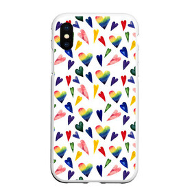 Чехол для iPhone XS Max матовый с принтом Пастельные сердца в городе Новоалтайск, Силикон | Область печати: задняя сторона чехла, без боковых панелей | Тематика изображения на принте: gradient | heart | pastel | pattern | rainbow | watercolor | акварель | градиент | пастель | радуга | сердце | узор