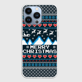 Чехол для iPhone 13 Pro с принтом Свитер Merry Christmas в городе Новоалтайск,  |  | 8бит | merry christmas | вязаный | горы | новый год | олени | пиксельный | ретро | рождество | свитер | узор