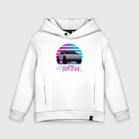 Детское худи Oversize хлопок с принтом Cybertruck Aesthetics в городе Новоалтайск, френч-терри — 70% хлопок, 30% полиэстер. Мягкий теплый начес внутри —100% хлопок | боковые карманы, эластичные манжеты и нижняя кромка, капюшон на магнитной кнопке | Тематика изображения на принте: 80e | cybertruck | retrowave | synthwave | vhs | киберпанк | кибертрак | неон | тесла | электрокар