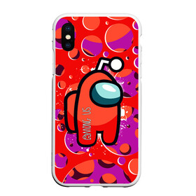 Чехол для iPhone XS Max матовый с принтом Among us в городе Новоалтайск, Силикон | Область печати: задняя сторона чехла, без боковых панелей | Тематика изображения на принте: among us | видеоигры | злобные пришельцы | космические человечки | круги | оранжевый 
 человечек | эмонг ас