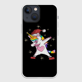 Чехол для iPhone 13 mini с принтом Unicorn Dab в городе Новоалтайск,  |  | art | christmas | dab | heart | new year | rainbow | santa hat | stars | unicorn | арт | единорог | звезды | новый год | радуга | рождество | сердце | шапка санты