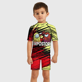Детский купальный костюм 3D с принтом AMONG US в городе Новоалтайск, Полиэстер 85%, Спандекс 15% | застежка на молнии на спине | among us | impostor | амонг ас | игра | космический | космический корабль | космонавт | космос | мем | предатель | среди нас | экшен