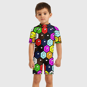 Детский купальный костюм 3D с принтом AMONG US в городе Новоалтайск, Полиэстер 85%, Спандекс 15% | застежка на молнии на спине | among us игра | among us на пк | there is 1 impostor | there is impostor among us | предатель среди нас | разноцветные космонавты.