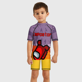 Детский купальный костюм 3D с принтом AMONG US в городе Новоалтайск, Полиэстер 85%, Спандекс 15% | застежка на молнии на спине | among us игра | among us на пк | there is 1 impostor | there is impostor among us | предатель среди нас | разноцветные космонавты.