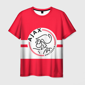 Мужская футболка 3D с принтом AJAX AMSTERDAM в городе Новоалтайск, 100% полиэфир | прямой крой, круглый вырез горловины, длина до линии бедер | ajax | amsterdam | football | holland | red | sport | team | white | амстердам | аякс | гол | голландия | красный | логотип | мяч | нидерланды | полосы | спорт | футбол
