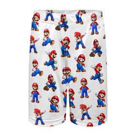 Детские спортивные шорты 3D с принтом Mario в городе Новоалтайск,  100% полиэстер
 | пояс оформлен широкой мягкой резинкой, ткань тянется
 | mario | mario brothers | old game | retro game | super mario | super mario bros | super mario odyssey | водопроводчик | девочкам | детям | классика | мальчикам | марио | персонажи игр | рабочий | ретро игры | старые игры | супер ма