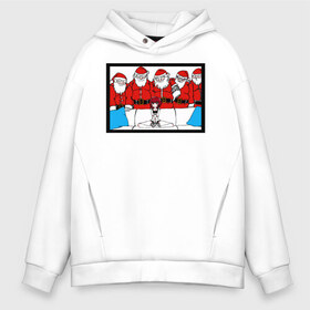 Мужское худи Oversize хлопок с принтом Santa Meme PHub в городе Новоалтайск, френч-терри — 70% хлопок, 30% полиэстер. Мягкий теплый начес внутри —100% хлопок | боковые карманы, эластичные манжеты и нижняя кромка, капюшон на магнитной кнопке | 2020 | christmas | new year | бык | год быка | дед мороз | елка | зима | мем | новый год | подарки | рождество | санта | свитер | снег | снеговик | снежинки