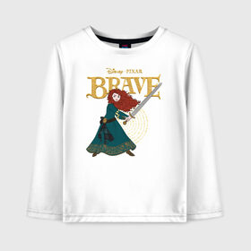 Детский лонгслив хлопок с принтом Brave в городе Новоалтайск, 100% хлопок | круглый вырез горловины, полуприлегающий силуэт, длина до линии бедер | brave | merida | pixar | vdzabma | мерида | пиксар | храбрая | храбрая сердцем