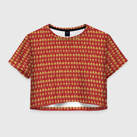 Женская футболка Crop-top 3D с принтом Рождественское печенье в городе Новоалтайск, 100% полиэстер | круглая горловина, длина футболки до линии талии, рукава с отворотами | 