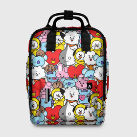 Женский рюкзак 3D с принтом BT21 / BTS в городе Новоалтайск, 100% полиэстер | лямки с регулируемой длиной, сверху ручки, чтобы рюкзак нести как сумку. Основное отделение закрывается на молнию, как и внешний карман. Внутри два дополнительных кармана, один из которых закрывается на молнию. По бокам два дополнительных кармашка, куда поместится маленькая бутылочка
 | Тематика изображения на принте: army | bt 21 | bt21 | bts | chimmy | cooky | koya | mang | rj | shooky | tata | van | арджей | бт21 | бтс | ван | коя | куки | манг | тата | чими | шоки