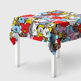 Скатерть 3D с принтом BT21 / BTS в городе Новоалтайск, 100% полиэстер (ткань не мнется и не растягивается) | Размер: 150*150 см | army | bt 21 | bt21 | bts | chimmy | cooky | koya | mang | rj | shooky | tata | van | арджей | бт21 | бтс | ван | коя | куки | манг | тата | чими | шоки