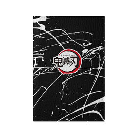 Обложка для паспорта матовая кожа с принтом Demon Slayer: Kimetsu no Yaiba в городе Новоалтайск, натуральная матовая кожа | размер 19,3 х 13,7 см; прозрачные пластиковые крепления | Тематика изображения на принте: anime | demon slayer | аниме | демон | манга | мультик | мультфильм | надпись на японском | танджиро камадо
