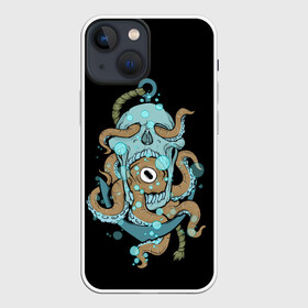 Чехол для iPhone 13 mini с принтом ЧЕРЕП И ЩУПАЛЬЦА в городе Новоалтайск,  |  | sea | skull | tantecls | water | вода | глаз | голова | море | морская | океан | осьминог | череп | щупальца | якорь