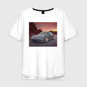 Мужская футболка хлопок Oversize с принтом Porshe в городе Новоалтайск, 100% хлопок | свободный крой, круглый ворот, “спинка” длиннее передней части | 911 | porshe | крутая тачка | немецкий автомобиль | порш