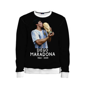 Детский свитшот 3D с принтом Diego Maradona в городе Новоалтайск, 100% полиэстер | свободная посадка, прямой крой, мягкая тканевая резинка на рукавах и понизу свитшота | Тематика изображения на принте: 10 | 1960 | 2020 | argentina | barcelona | diego | football | legend | leo | lionel | maradona | messi | retro | rip | soccer | аргентина | барселона | бога | диего | легенда | лионель | марадона | месси | мяч | ретро | рука | форма | футбол
