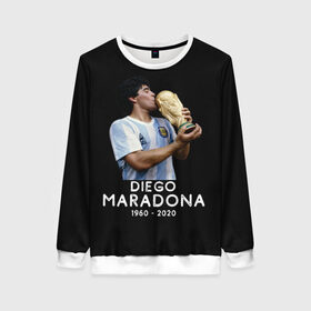 Женский свитшот 3D с принтом Diego Maradona в городе Новоалтайск, 100% полиэстер с мягким внутренним слоем | круглый вырез горловины, мягкая резинка на манжетах и поясе, свободная посадка по фигуре | 10 | 1960 | 2020 | argentina | barcelona | diego | football | legend | leo | lionel | maradona | messi | retro | rip | soccer | аргентина | барселона | бога | диего | легенда | лионель | марадона | месси | мяч | ретро | рука | форма | футбол