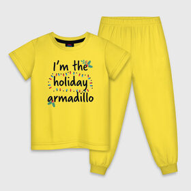 Детская пижама хлопок с принтом I`m the holiday armadillo в городе Новоалтайск, 100% хлопок |  брюки и футболка прямого кроя, без карманов, на брюках мягкая резинка на поясе и по низу штанин
 | christmas | friends | logo | vdkarsve | xmas | друзья | логотип | новый год | сериал