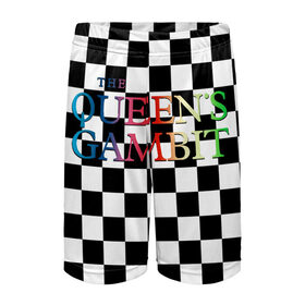 Детские спортивные шорты 3D с принтом THE QUEENS GAMBIT в городе Новоалтайск,  100% полиэстер
 | пояс оформлен широкой мягкой резинкой, ткань тянется
 | Тематика изображения на принте: beth harmon | chess | queens gambit | the queens gambit | аня тейлор джой | бет хармон | нетфликс | ход королевы | шахматы