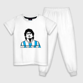 Детская пижама хлопок с принтом DIEGO MARADONA в городе Новоалтайск, 100% хлопок |  брюки и футболка прямого кроя, без карманов, на брюках мягкая резинка на поясе и по низу штанин
 | Тематика изображения на принте: diego armando maradona | football | архентинос хуниорс | барселона | бока хуниорс | бока хуниорс. | диего армандо марадона | диего марадона | наполи | ньюэллс олд бойз | севилья | футбол