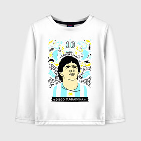 Детский лонгслив хлопок с принтом DIEGO MARADONA в городе Новоалтайск, 100% хлопок | круглый вырез горловины, полуприлегающий силуэт, длина до линии бедер | diego armando maradona | football | архентинос хуниорс | барселона | бока хуниорс | бока хуниорс. | диего армандо марадона | диего марадона | наполи | ньюэллс олд бойз | севилья | футбол
