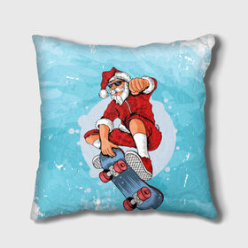 Подушка 3D с принтом Cool Santa в городе Новоалтайск, наволочка – 100% полиэстер, наполнитель – холлофайбер (легкий наполнитель, не вызывает аллергию). | состоит из подушки и наволочки. Наволочка на молнии, легко снимается для стирки | Тематика изображения на принте: 