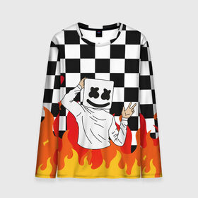 Мужской лонгслив 3D с принтом MARSHMELLO в городе Новоалтайск, 100% полиэстер | длинные рукава, круглый вырез горловины, полуприлегающий силуэт | fortnite | game. | marshmello | music | маршмелло | маршмело | музыка | фортнайт