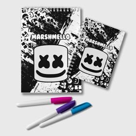 Блокнот с принтом MARSHMELLO в городе Новоалтайск, 100% бумага | 48 листов, плотность листов — 60 г/м2, плотность картонной обложки — 250 г/м2. Листы скреплены удобной пружинной спиралью. Цвет линий — светло-серый
 | fortnite | game. | marshmello | music | маршмелло | маршмело | музыка | фортнайт