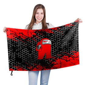 Флаг 3D с принтом Among Us Impostor Gun (Red). в городе Новоалтайск, 100% полиэстер | плотность ткани — 95 г/м2, размер — 67 х 109 см. Принт наносится с одной стороны | among us | impostor | impostor gun | red | there is impostor among us | амонг ус | игра | мем | предатель | предатель среди нас | самозванец | среди нас
