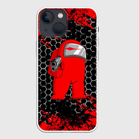 Чехол для iPhone 13 mini с принтом Among Us Impostor Gun (Red). в городе Новоалтайск,  |  | among us | impostor | impostor gun | red | there is impostor among us | амонг ус | игра | мем | предатель | предатель среди нас | самозванец | среди нас