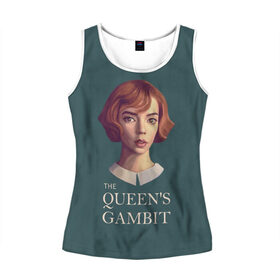 Женская майка 3D с принтом The Queens Gambit в городе Новоалтайск, 100% полиэстер | круглая горловина, прямой силуэт, длина до линии бедра | netflix | the queens gambit | королева | нетфликс | сериалы | ход королевы | шахматы
