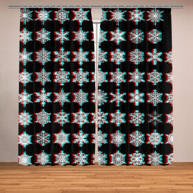 Фотошторы с принтом Снежинки Glitch в городе Новоалтайск, Блэкаут (светозащита 90%) / Габардин (светозащита 40% | 2 полотна шириной по 145 см; Высота 200-300 см; Крепление: шторная лента (на крючки); | 