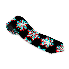 Галстук 3D с принтом Снежинки Glitch в городе Новоалтайск, 100% полиэстер | Длина 148 см; Плотность 150-180 г/м2 | 