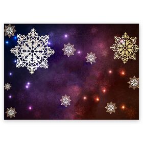 Поздравительная открытка с принтом Снежинки ночь! в городе Новоалтайск, 100% бумага | плотность бумаги 280 г/м2, матовая, на обратной стороне линовка и место для марки
 | 