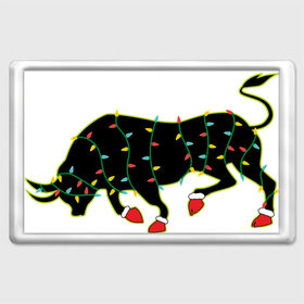 Магнит 45*70 с принтом Bull silhouette and garland в городе Новоалтайск, Пластик | Размер: 78*52 мм; Размер печати: 70*45 | 