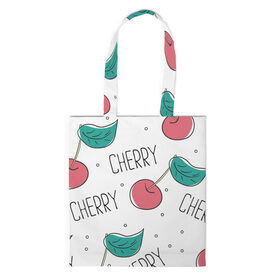Сумка 3D повседневная с принтом Вишенки Cherry в городе Новоалтайск, 100% полиэстер | Плотность: 200 г/м2; Размер: 34×35 см; Высота лямок: 30 см | cherry | белый | вишня | красный | лето | надпись | сад | черенок | черешня | ягода