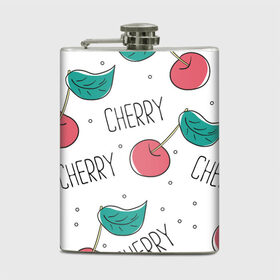 Фляга с принтом Вишенки Cherry в городе Новоалтайск, металлический корпус | емкость 0,22 л, размер 125 х 94 мм. Виниловая наклейка запечатывается полностью | Тематика изображения на принте: cherry | белый | вишня | красный | лето | надпись | сад | черенок | черешня | ягода