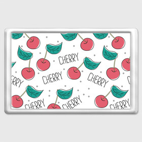 Магнит 45*70 с принтом Вишенки Cherry в городе Новоалтайск, Пластик | Размер: 78*52 мм; Размер печати: 70*45 | cherry | белый | вишня | красный | лето | надпись | сад | черенок | черешня | ягода