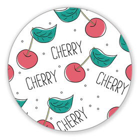 Коврик для мышки круглый с принтом Вишенки Cherry в городе Новоалтайск, резина и полиэстер | круглая форма, изображение наносится на всю лицевую часть | cherry | белый | вишня | красный | лето | надпись | сад | черенок | черешня | ягода
