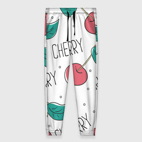 Женские брюки 3D с принтом Вишенки Cherry в городе Новоалтайск, полиэстер 100% | прямой крой, два кармана без застежек по бокам, с мягкой трикотажной резинкой на поясе и по низу штанин. В поясе для дополнительного комфорта — широкие завязки | cherry | белый | вишня | красный | лето | надпись | сад | черенок | черешня | ягода