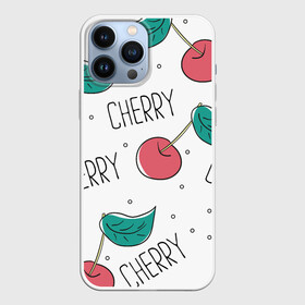 Чехол для iPhone 13 Pro Max с принтом Вишенки Cherry в городе Новоалтайск,  |  | cherry | белый | вишня | красный | лето | надпись | сад | черенок | черешня | ягода