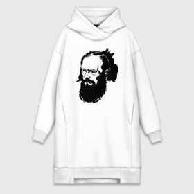 Платье-худи хлопок с принтом Достоевский в городе Новоалтайск,  |  | hipster | retro | арт | борода | бородатый | бородатый мужчина | бородач | винтаж | достоевский | империя | исторические личности | история | история россии | классика | книги | литература | писатель