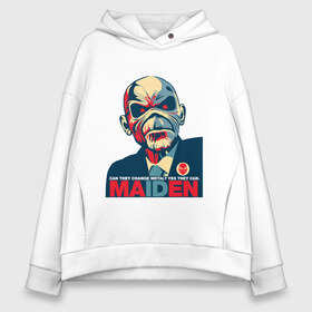 Женское худи Oversize хлопок с принтом Iron Maiden (eddie) в городе Новоалтайск, френч-терри — 70% хлопок, 30% полиэстер. Мягкий теплый начес внутри —100% хлопок | боковые карманы, эластичные манжеты и нижняя кромка, капюшон на магнитной кнопке | music | rock | гитара | коллектив | музыка | рок