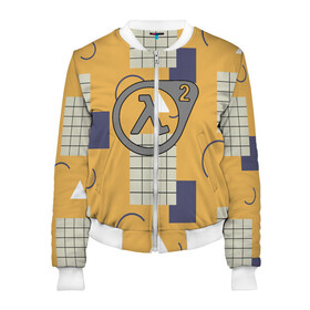 Женский бомбер 3D с принтом Half Life2 (S) в городе Новоалтайск, 100% полиэстер | застегивается на молнию, по бокам два кармана без застежек, мягкие манжеты, по низу бомбера и на воротнике — эластичная резинка | black mesa | city 17 | combine guard | gordon freeman | half life | source | valve | гордон фримен | халф лайф