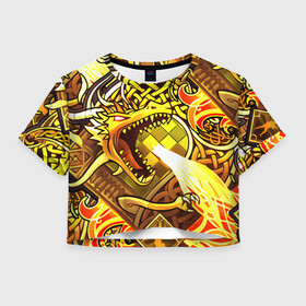 Женская футболка Crop-top 3D с принтом CS GO - DRAGON LORE | ИСТОРИЯ О ДРАКОНЕ в городе Новоалтайск, 100% полиэстер | круглая горловина, длина футболки до линии талии, рукава с отворотами | cs go | cs going | кс го | кс го кейс | кс го скин | скачивать кс. | скины cs go