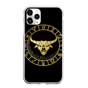 Чехол для iPhone 11 Pro матовый с принтом Телец в городе Новоалтайск, Силикон |  | знаки зодиака | золотой рисунок | телец | черный фон