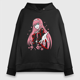 Женское худи Oversize хлопок с принтом DARLING IN THE FRANXX 02 в городе Новоалтайск, френч-терри — 70% хлопок, 30% полиэстер. Мягкий теплый начес внутри —100% хлопок | боковые карманы, эластичные манжеты и нижняя кромка, капюшон на магнитной кнопке | anime | darling the franxx | zero two | аниме | зеро 2. | мило во франсе | милый аниме | милый во франсе | ре зеро